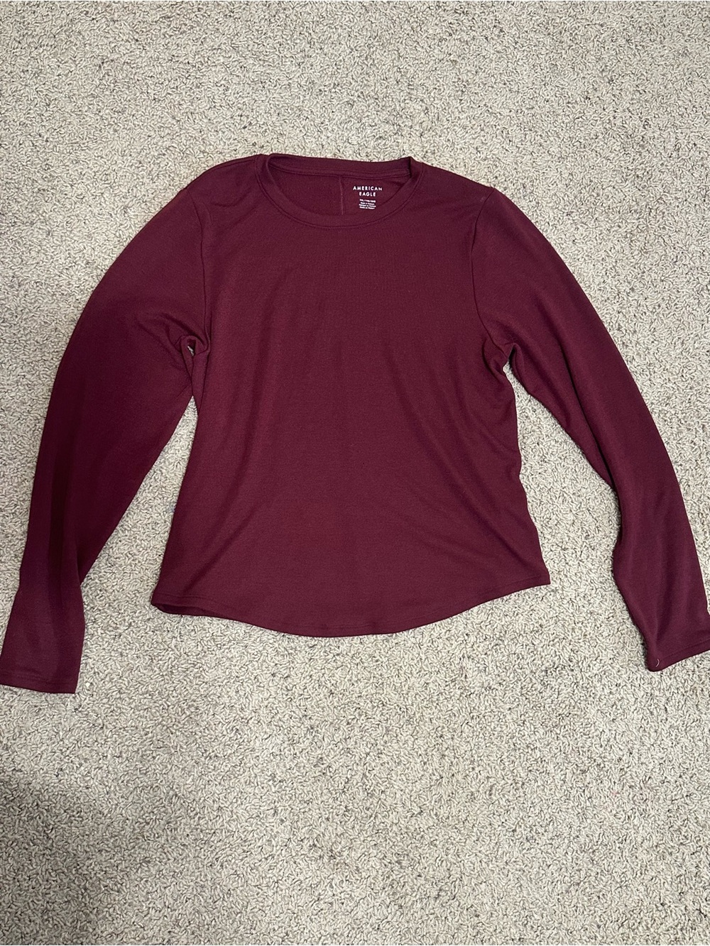American Eagle Outfitters Long Sleeve Crewneck Top - Wine